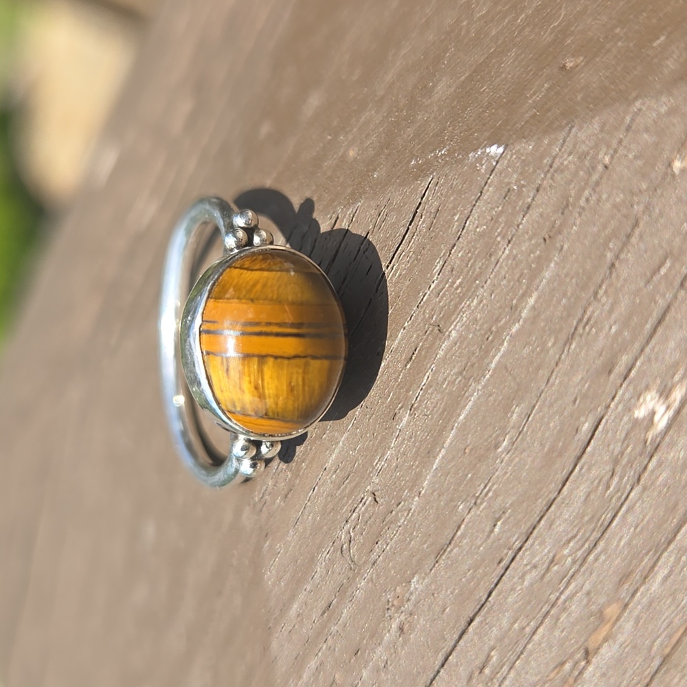Tiger's Eye Solid Sterling Silver Ring - image 1